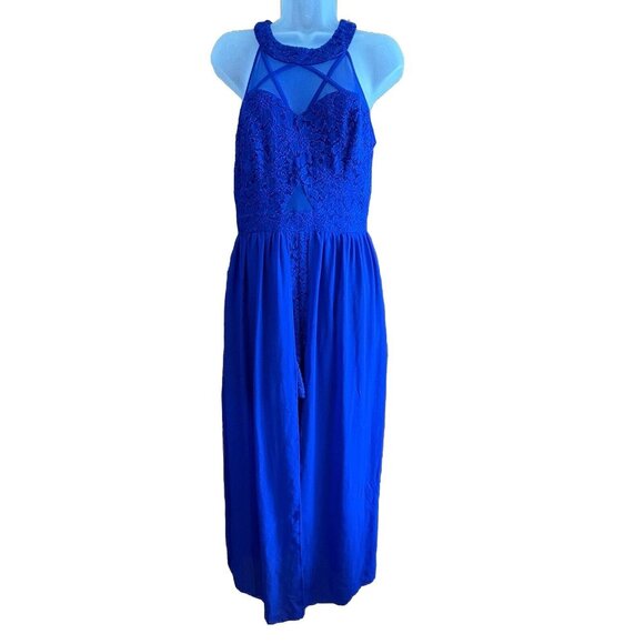 Sweet Storm Romper Blue L Sheer Overlay Mesh Panel Train Lace Whimsical Ren Fair - Picture 1 of 16